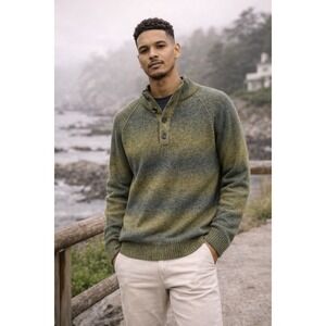 Banana Republic Men
L Henley Sweater Mock Neck Ombre Space Dye Green S/734481-01